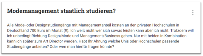 Forumbeitrag zum Thema modemanagement staatlich studieren