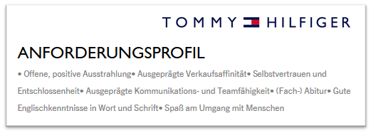 Voraussetzungen für ein duales Studium Textilmanagement bei Tommy Hilfiger